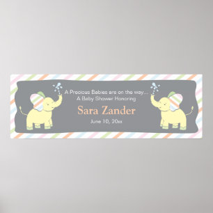 Twin Baby Elephants Ping-Banner Poster