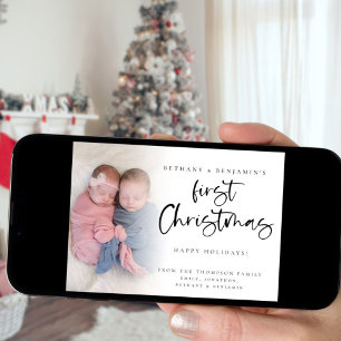 Twin Baby First Christmas Foto 2024 Kalender Feiertagskarte