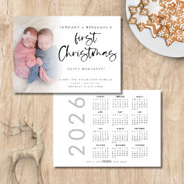 Twin Baby First Christmas Photo 2026 Calendar Feiertagskarte