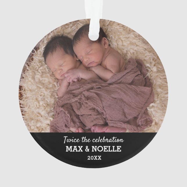 Twin Baby Foto | Unser erstes Weihnachten Ornament (Rückseite)