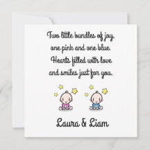 Twin Baby Girl & Boy Gratulation mit Namen,