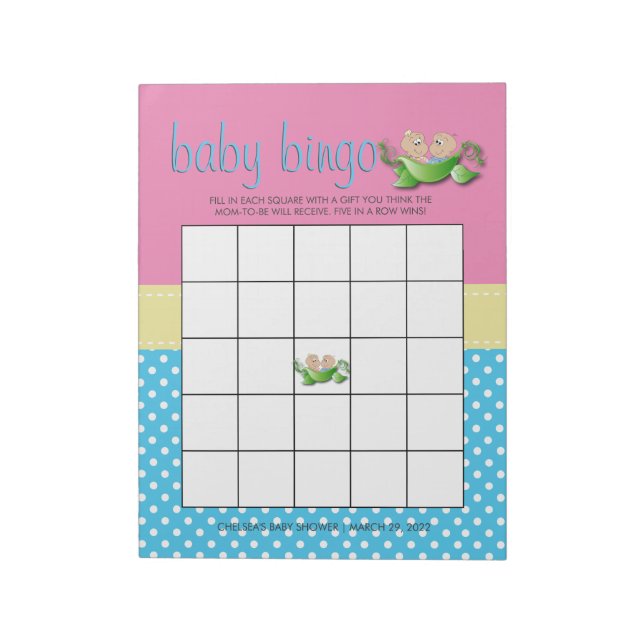 Twin Baby Girl & Boy Shower Game Notizblock (Rotiert)