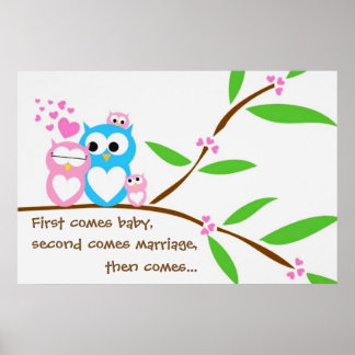 Twin Baby Girl Owls Poster mit individuellem Text