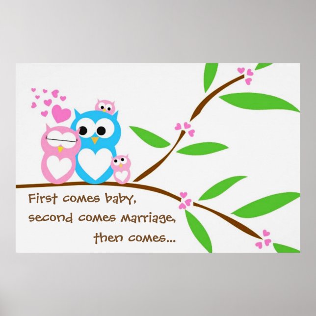 Twin Baby Girl Owls Poster mit individuellem Text (Vorne)