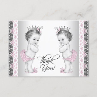 Twin Baby Girl Princess Dusche Vielen Dank Karten