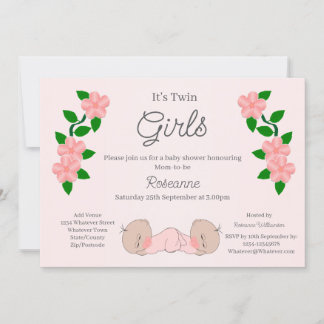 Twin Baby Girls Babydusche Einladung