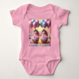 Twin Baby Girls in Pastellblasen und Ribbons Baby Strampler