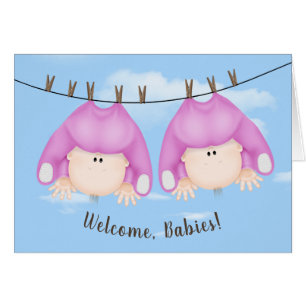Twin Baby GIrls On Clothesline