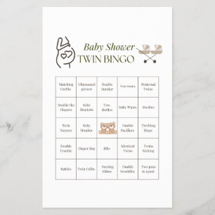 Twin Baby Shower Bingo Game - Printable Party Flyer