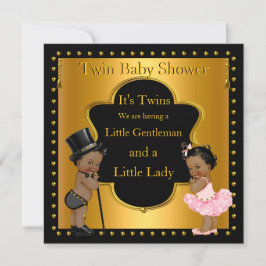 Twin Baby Shower Boy and Girl Ethnic Einladung
