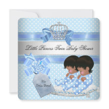 Twin Baby Shower Boys Blue Little Prince Crown