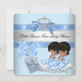 Twin Baby Shower Boys Blue Little Prince Crown Einladung