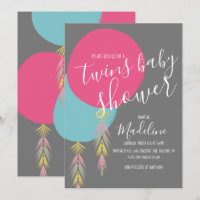 Twin Baby Shower Tassel Boho Ballon Einladung