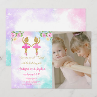 Twin Ballerina Foto Einladung