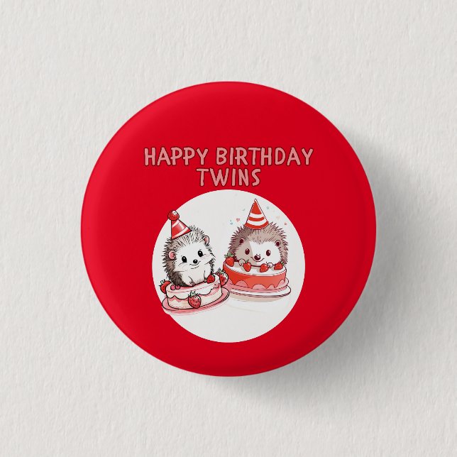 Twin Birthday Igel Quill Keepers Button (Vorderseite)