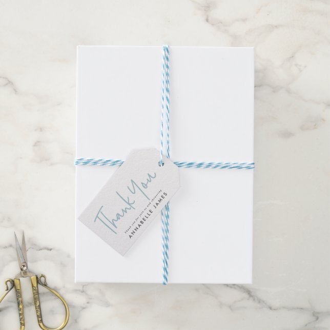 twin blauen modernen Typografie stylish danke Geschenkanhänger (Mit Garn)