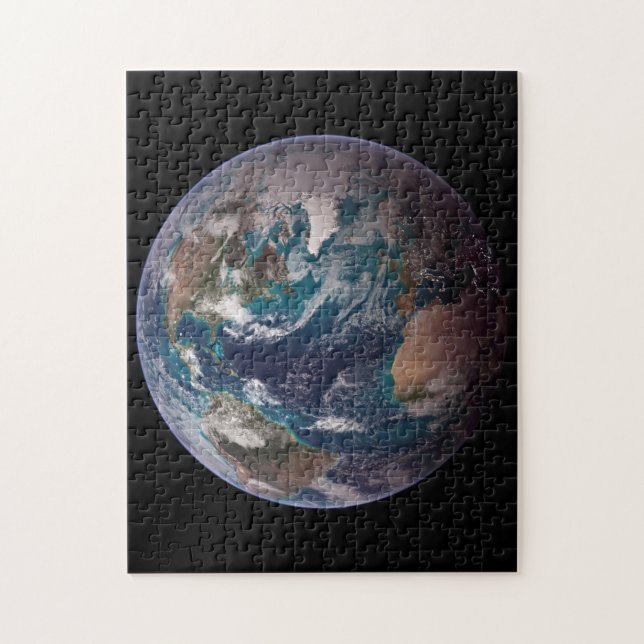 Twin Blue Marbles - West - Planet Earth Black Puzzle (Vertikal)