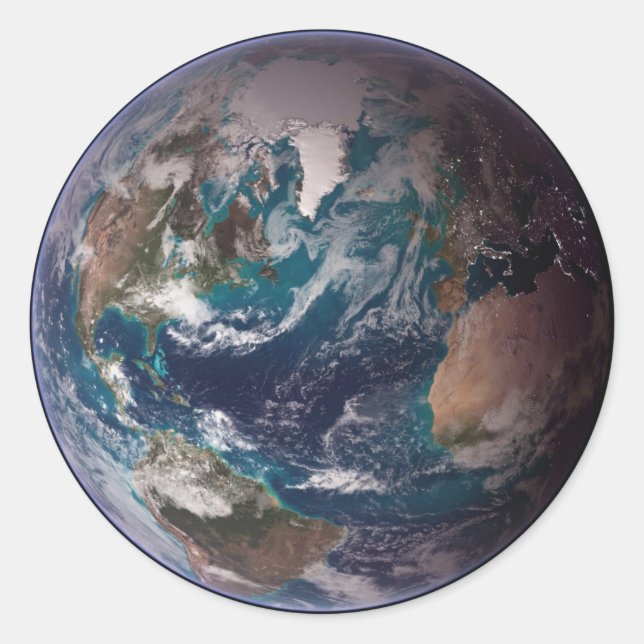 Twin Blue Marbles - West - Planet Earth NASA Image Runder Aufkleber (Vorderseite)