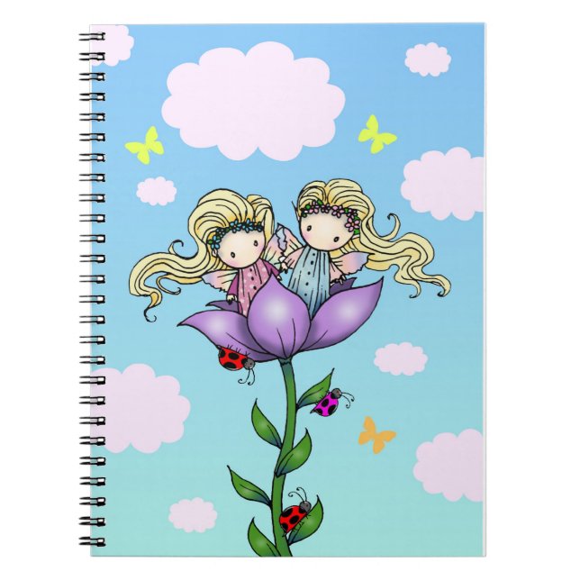 Twin Blume Fairies Notebook von Molly Harrison Notizblock (Vorderseite)