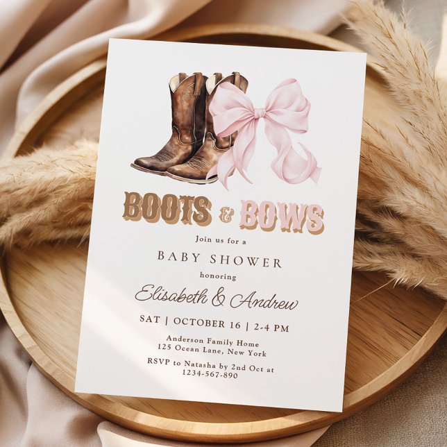 TWIN Boots & Bows Baby Shower Invitation Einladung (Von Creator hochgeladen)
