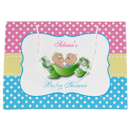 Twin Boy and Girl Baby Shower Große Geschenktüte