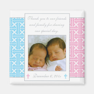 Twin Boy and Girl Baptisse - Foto Magnet