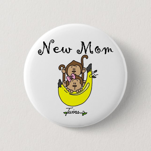 Twin Boy and Girl Junge Mutter Tshirts Button (Vorderseite)