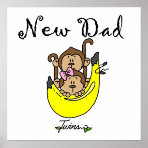 Twin Boy and Girl New Dad Geschenke Poster