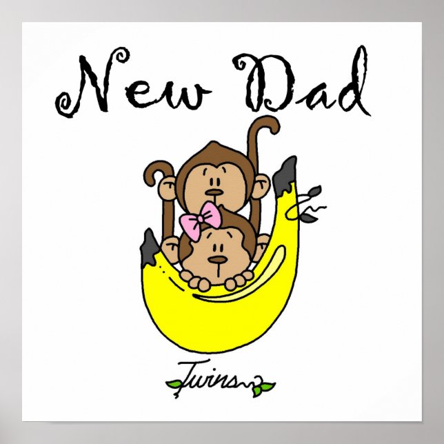 Twin Boy and Girl New Dad Geschenke Poster (Vorne)