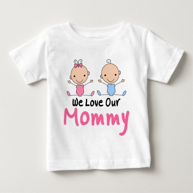 Twin Boy and Girl Strichmännchen Babies Baby T-shirt (Vorderseite)