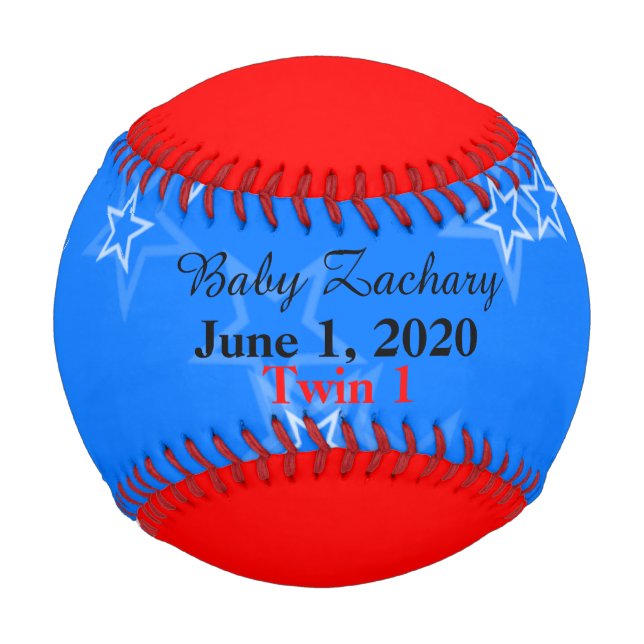 Twin Boy Birth Stats Red White Blue Baseball (Vorderseite)