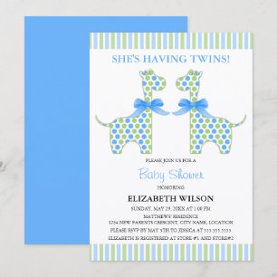 Twin Boy Giraffe Babydusche Einladung