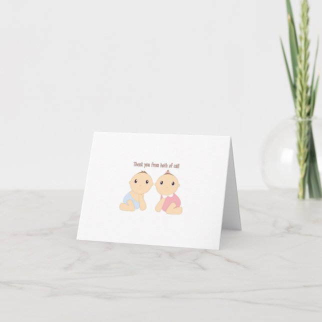 Twin Boy / Girl Danke Note Card (Vorderseite)