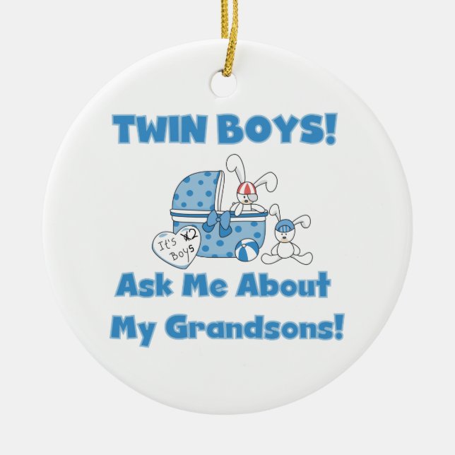 Twin Boy Grandsons Geschenke Keramik Ornament (Vorne)