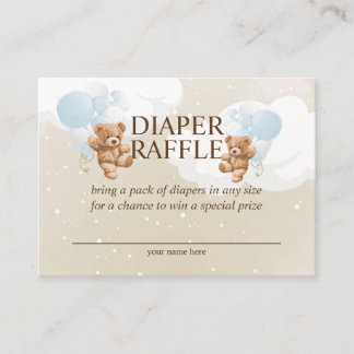 Twin Boy Teddy Bear Diaper Raffekarte Begleitkarte
