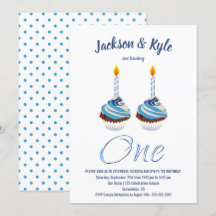 Twin Boys 1. Geburtstag Blue Cupcake Party
