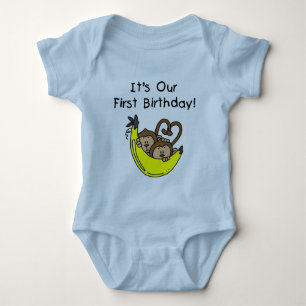 Twin Boys 1st Birthday Monkey Tshirts und Geschenk