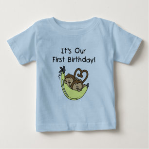 Twin Boys 1st Birthday Monkey Tshirts und Geschenk