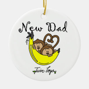 Twin Boys Affen New Dad Geschenke Keramik Ornament