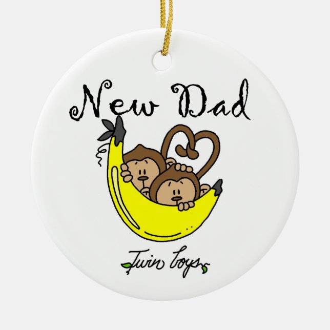 Twin Boys Affen New Dad Geschenke Keramik Ornament (Vorne)