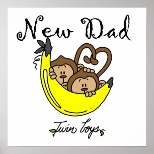 Twin Boys Affen New Dad Geschenke Poster