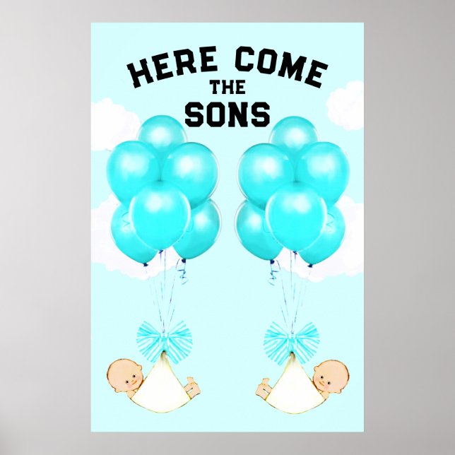 Twin Boys Baby Dusche Dekoration Poster (Vorne)