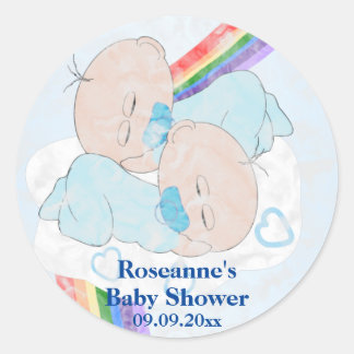 Twin Boys Baby Dusche Runder Aufkleber