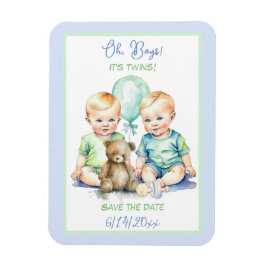 Twin Boys Baby Dusche Save the Date Magnet