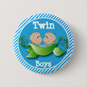 Twin Boys Baby Shower Button