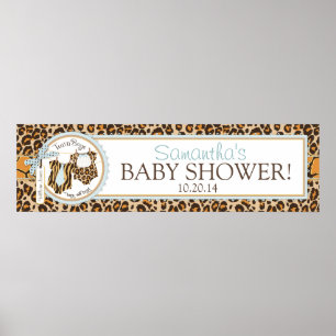 Twin Boys Bow Krawatte Cheetah Print Baby Shooting Poster