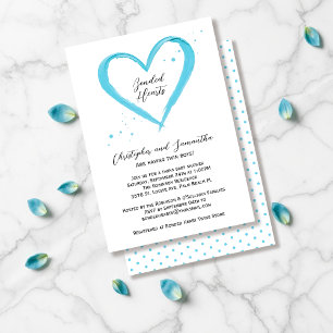 Twin Boys Elegante Moderne Blue Heart Baby Shower Einladung