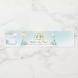 Twin Boys Elephant Baby Dusche Vielen Dank für Ihr Wasserflaschenetikett