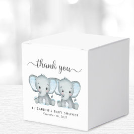 Twin Boys Elephants Babydusche Danke Geschenkschachtel