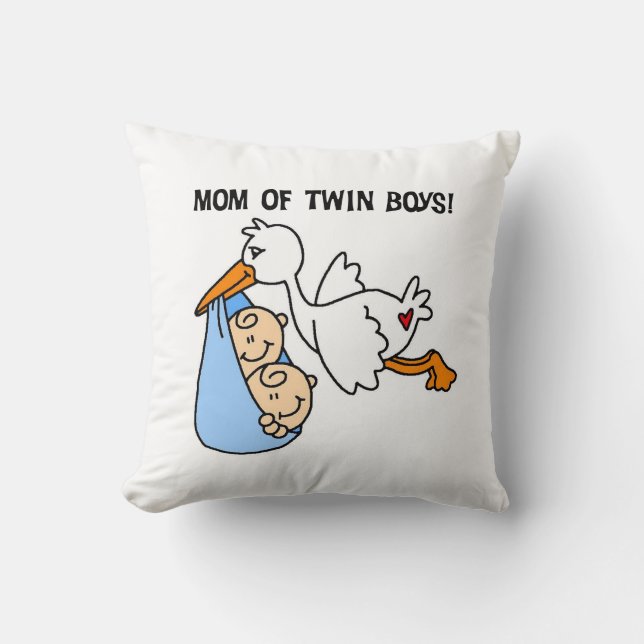 Twin Boys Mama Stork Geschenke Kissen (Vorderseite)